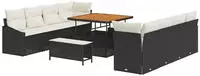 vidaXL Gartensofa-set mit Kissen 11 pcs Schwarz Poly-Rattan
