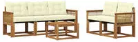 Vidaxl Outdoor Sofa Set With Cushion 6 Pcs Natural And Cream
