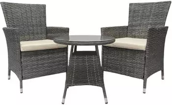 CLP Fireda 3-teilige Gartensitzgruppe PE-Rattan mit Couchtisch, grau-meliert (326460)