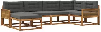 vidaXL Outdoor-Sofagarnitur mit Kissen 6-tlg. Natur/Anthrazit (3382710)