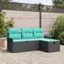 vidaXL Gartensofa-Set mit Kissen und Stauraum, 4-tlg., Poly Rattan (3360187)