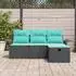 vidaXL Gartensofa-Set mit Kissen und Stauraum, 4-tlg., Poly Rattan (3360187)