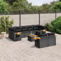 vidaXL 9-tlg. Garten-Sofagarnitur mit Kissen Grau Poly Rattan
