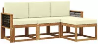 vidaXL Outdoor-Sofagarnitur mit Kissen 4 pcs Natur und Creme