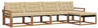 vidaXL Outdoor-Sofagarnitur mit Kissen 5 pcs Natur und Beige