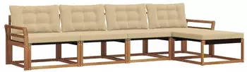 vidaXL Outdoor-Sofagarnitur mit Kissen 5-tlg., Natur/Beige (3369364)