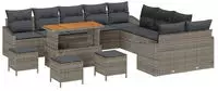 vidaXL Gartensofa-set mit Kissen 14 pcs Grau Poly-Rattan