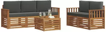 vidaXL Garten-Lounge-Set 6-tlg. Akazienholz Natur/Anthrazit (3374362)