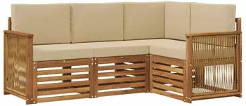 vidaXL Gartenlounge-Set mit Kissen 4-tlg Massivholz Akazie (3384299)