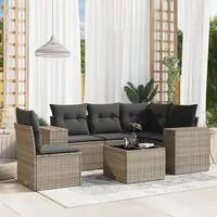 vidaXL 5-tlg. Garten-Sofagarnitur mit Kissen Braun Poly Rattan