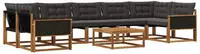 vidaXL Outdoor-Sofagarnitur mit Kissen 8 pcs Nat&uuml;rlich und Schwarz