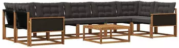 vidaXL Outdoor-Sofagarnitur mit Kissen, 8-tlg., Natur/Schwarz (3381304)