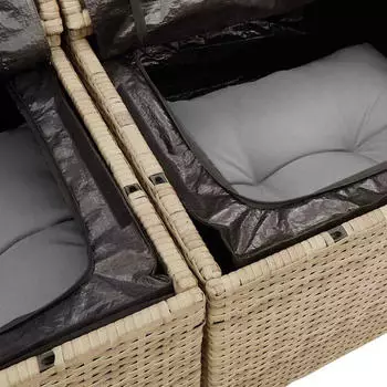 vidaXL Garten-Sofa-Set 7-tlg. Poly Rattan Akazie Beige/Hellgrau (3356649)