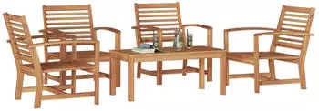 vidaXL Garten-Sofa-Set 5-tlg., Teak-Massivholz, Natur (3356861)