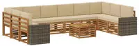 vidaXL Outdoor-Sofagarnitur 11 pcs Natur und Beige Polyester