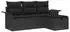 vidaXL Garten-Sofa-Set mit Kissen 4-tlg. Poly Rattan Schwarz