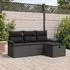 vidaXL Garten-Sofa-Set mit Kissen 4-tlg. Poly Rattan Schwarz