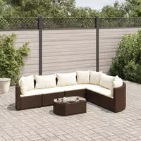vidaXL 6-tlg. Garten-Sofagarnitur mit Kissen Schwarz Poly Rattan