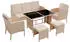 Juskys Turin Polyrattan Sitzgruppe 6-teilig für 7 Personen, Creme