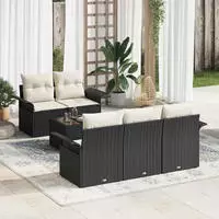 vidaXL Sofa Set mit Kissen 6 pcs Schwarz Poly-Rattan