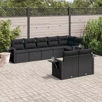 vidaXL Garten-Sofagarnitur 8-tlg. mit Kissen, Poly Rattan, Beige (3220418)