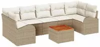vidaXL Gartensofa-set mit Speicher 8 pcs Beige und Creme Poly-Rattan