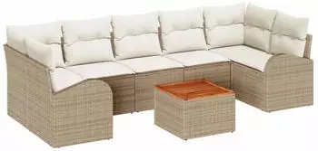 vidaXL Garten-Sofa-Set mit Stauraum 8-teilig Beige/Creme Poly-Rattan (3356216)