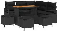 vidaXL Garten-Sofa-Set mit Kissen mit Speicher 9 pcs Schwarz