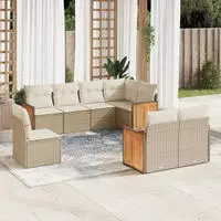 9-tlg. Garten-sofagarnitur Mit Kissen Grau Poly Rattan - Vidaxl