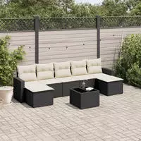 vidaXL 7-tlg. Garten-Sofagarnitur mit Kissen Beige Poly Rattan