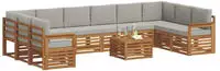 vidaXL Outdoor-Sofagarnitur mit Kissen 11 pcs Nat&uuml;rlich und Hellgrau