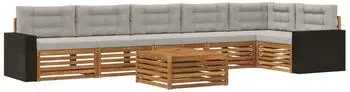 vidaXL Gartenlounge-Set 7-tlg. Polyester Natur/Hellgrau (3383454)