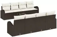 vidaXL Gartensofa-set mit Speicher 9 pcs Braun und Creme Poly-Rattan