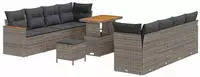 vidaXL Gartensofa-set mit Kissen 12 pcs Grau Poly-Rattan