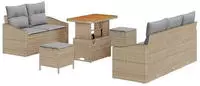 vidaXL Garten-Sofa-Set mit Kissen 8 pcs Beige und Hellgrau