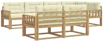 vidaXL Outdoor-Sofagarnitur mit Kissen 6-tlg. Polyester Wei&szlig;/Creme (3386579)