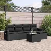 vidaXL 5-tlg. Garten-Sofagarnitur mit Kissen Hellgrau Poly Rattan