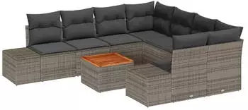 vidaXL Gartenlounge-Set 9-tlg. mit Stauraum Poly-Rattan Grau (3356606)