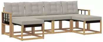 vidaXL Outdoor-Sofagarnitur 6-tlg. Wei&szlig; und Hellgrau (3389745)