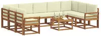 Outdoor-sofagarnitur Mit Kissen 10 Pcs Natur Und Creme Vidaxl