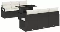 vidaXL Gartensofa-set mit Speicher 7 pcs Schwarz und Creme Poly-Rattan