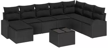 vidaXL Garten-Sofa-Set 9-tlg. mit Kissen Poly Rattan (3354842)