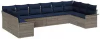 Gartensofa-set Mit Speicher 10 Pcs Hellgrau Poly-rattan Vidaxl