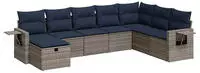 vidaXL 8-tlg. Garten-Sofagarnitur mit Kissen Grau Poly Rattan