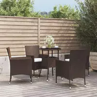 vidaXL 5-tlg. Garten-Bistro-Set mit Kissen Schwarz Poly Rattan