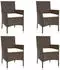 vidaXL Garten-Bistro-Set 5-tlg. mit Kissen, Poly Rattan, Schwarz (3187417)
