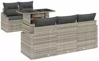 vidaXL Garten-Sofa-Set mit Kissen 6 pcs Hellgrau Poly-Rattan