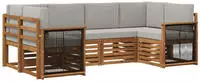 vidaXL Ecksofa Set mit Kissen 5 pcs Nat&uuml;rlich und Hellgrau