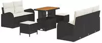 vidaXL Gartensofa-set mit Kissen 8 pcs Schwarz Poly-Rattan