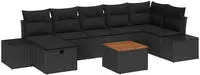 vidaXL Gartensofa-set mit Kissen 8 pcs Schwarz Poly Rattan